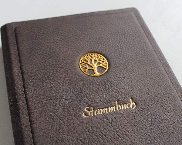 Stammbuch "Goldene Lebensbaum" aus braunem Büffelleder, DIN A5